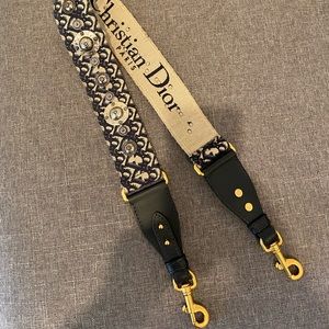 SHOULDER STRAP Blue Dior Oblique Embroidery (Back In Stock)